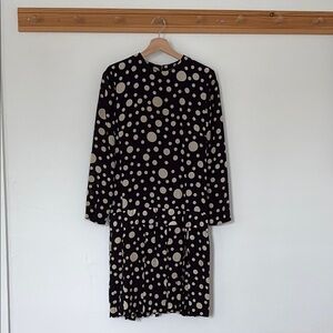 Drop waste Black and White Long Sleeve cocktail dress - VINTAGE